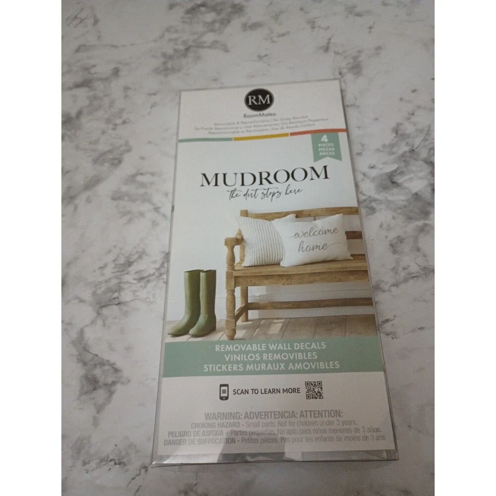 NIB Room Mates Removable Wall Decal Decor Mudroom 36.5 X 8.625